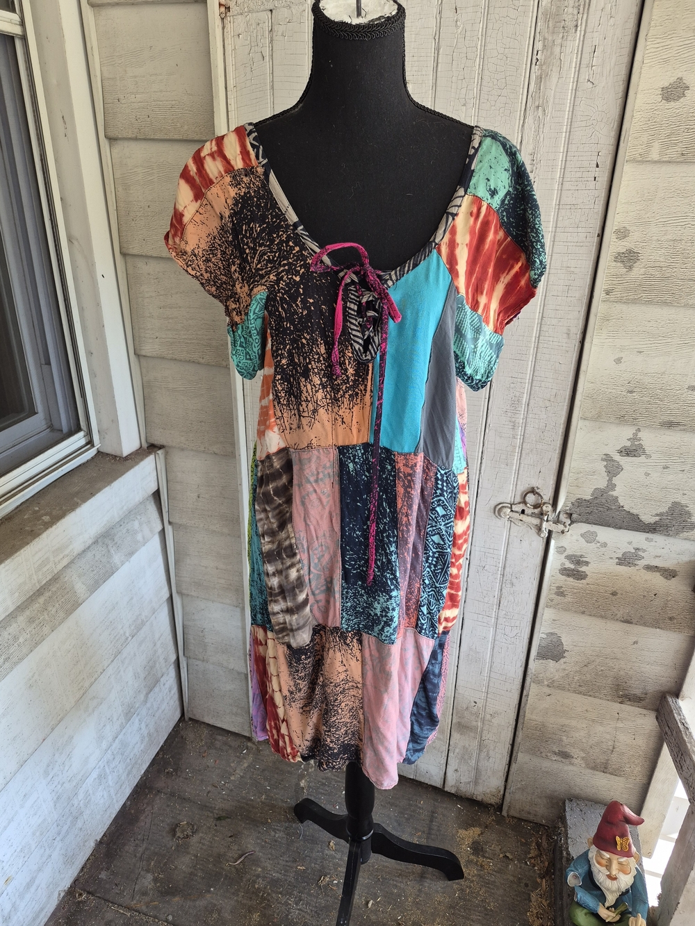 Colorblock Patchwork Boho Midi Dress